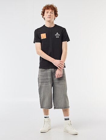 Camiseta de cuello redondo estampada en algodón