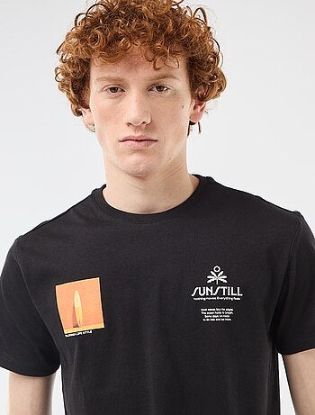 Camiseta de cuello redondo estampada en algodón