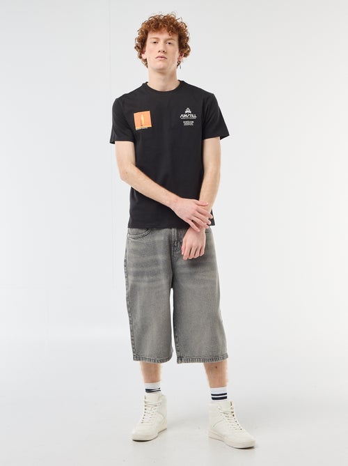 Camiseta de cuello redondo estampada en algodón - Kiabi