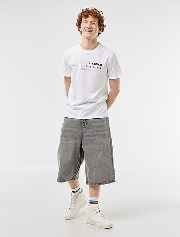 Camiseta de cuello redondo estampada en algodón