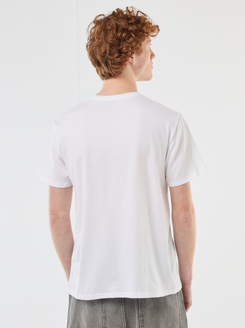 Camiseta de cuello redondo estampada en algodón Blanco - Kiabi