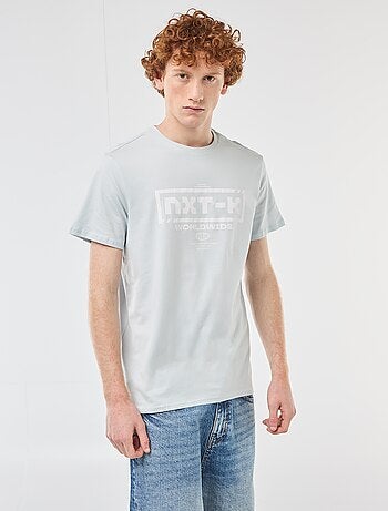 Camiseta de cuello redondo estampada en algodón