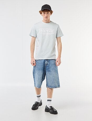 Camiseta de cuello redondo estampada en algodón