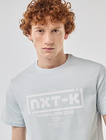 Camiseta de cuello redondo estampada en algodón