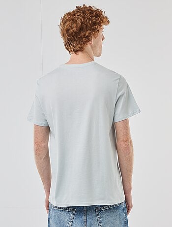 Camiseta de cuello redondo estampada en algodón
