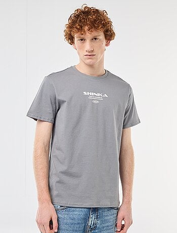 Camiseta de cuello redondo estampada en algodón