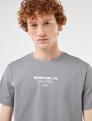 Camiseta de cuello redondo estampada en algodón