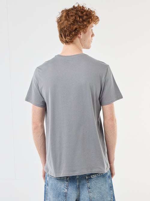Camiseta de cuello redondo estampada en algodón - Kiabi
