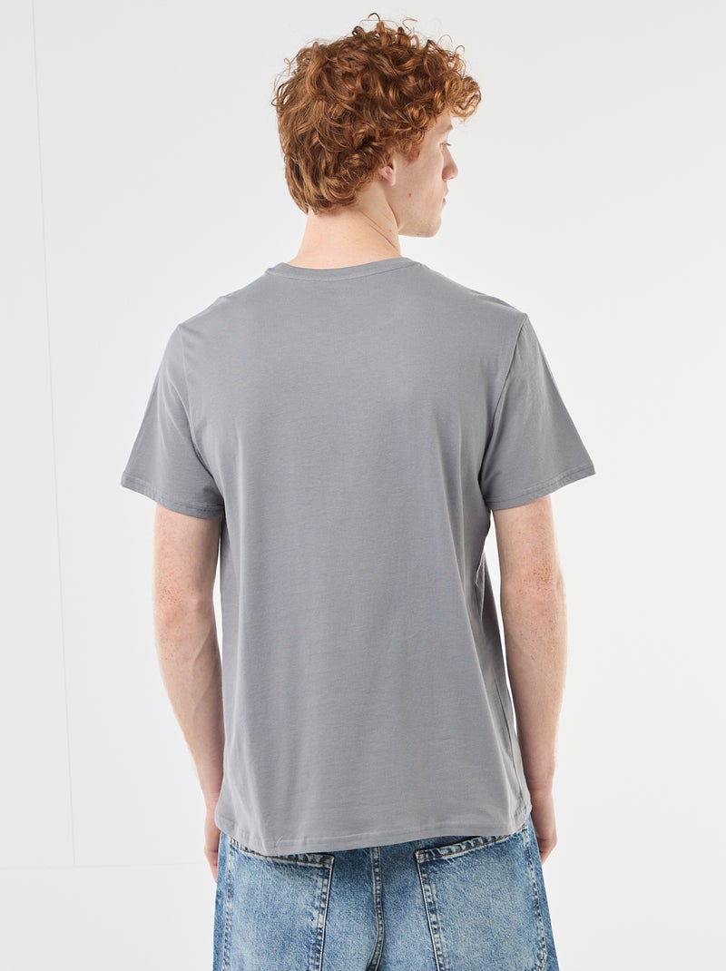 Camiseta de cuello redondo estampada en algodón Gris - Kiabi