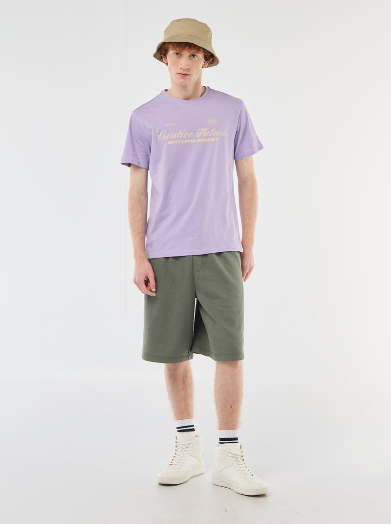 Camiseta de cuello redondo estampada en algodón Purpura - Kiabi