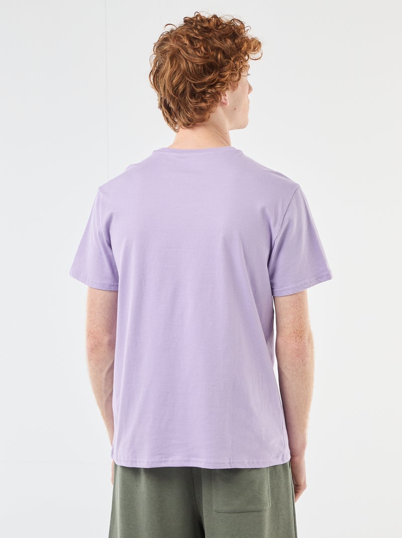 Camiseta de cuello redondo estampada en algodón Purpura - Kiabi