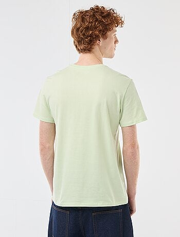 Camiseta de cuello redondo estampada en algodón