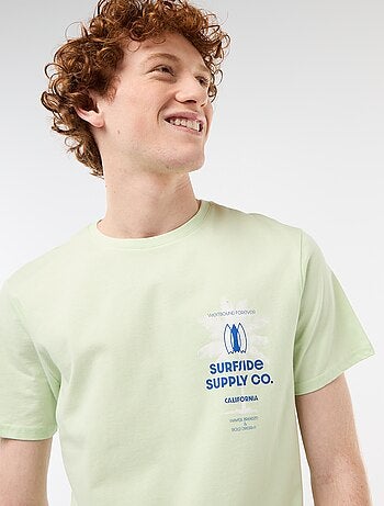 Camiseta de cuello redondo estampada en algodón