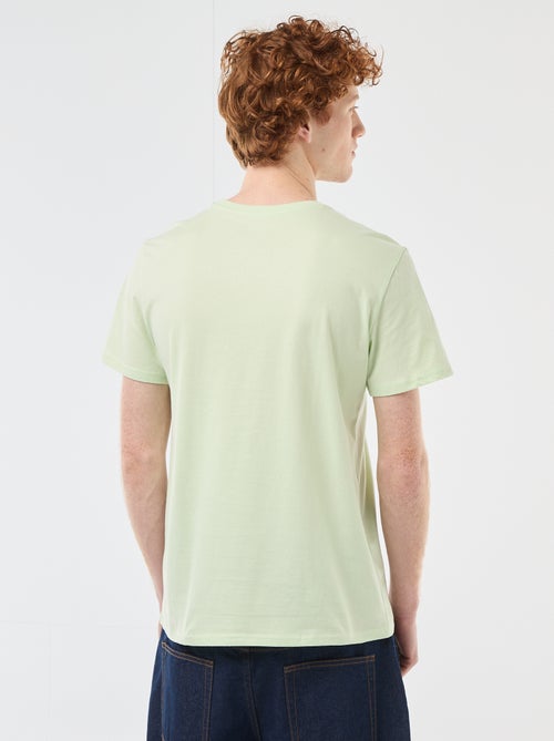 Camiseta de cuello redondo estampada en algodón - Kiabi