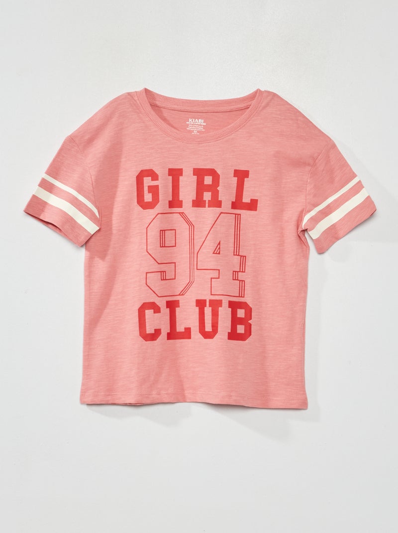 Camiseta de cuello redondo estilo campus ROSA - Kiabi