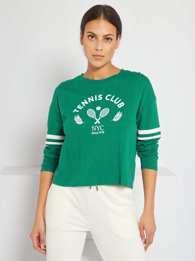 Camiseta de cuello redondo estilo 'sport' VERDE - Kiabi