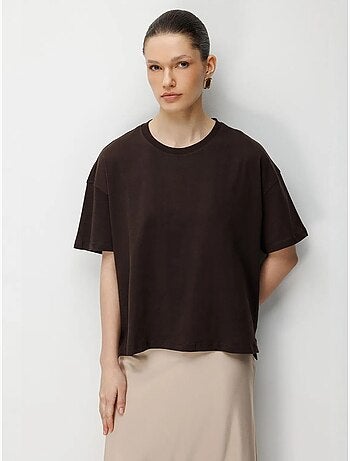 Camiseta de cuello redondo extragrande con abertura de mixray