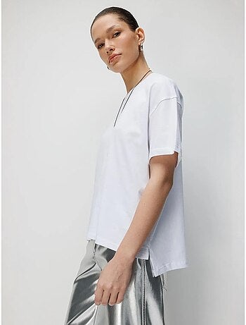 Camiseta de cuello redondo extragrande con abertura de mixray