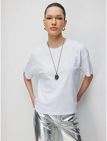 Camiseta de cuello redondo extragrande con abertura de mixray