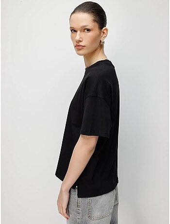 Camiseta de cuello redondo extragrande con abertura de mixray