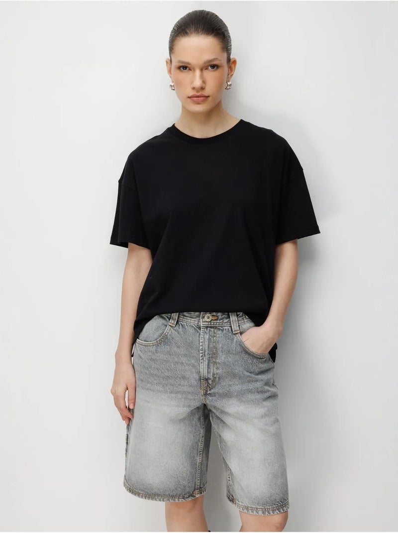 Camiseta de cuello redondo extragrande con abertura de mixray Negro - Kiabi