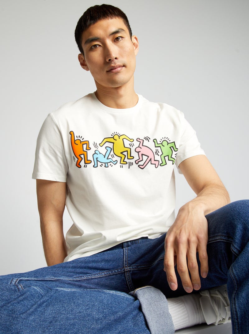 Camiseta de cuello redondo 'Keith Haring' BLANCO - Kiabi