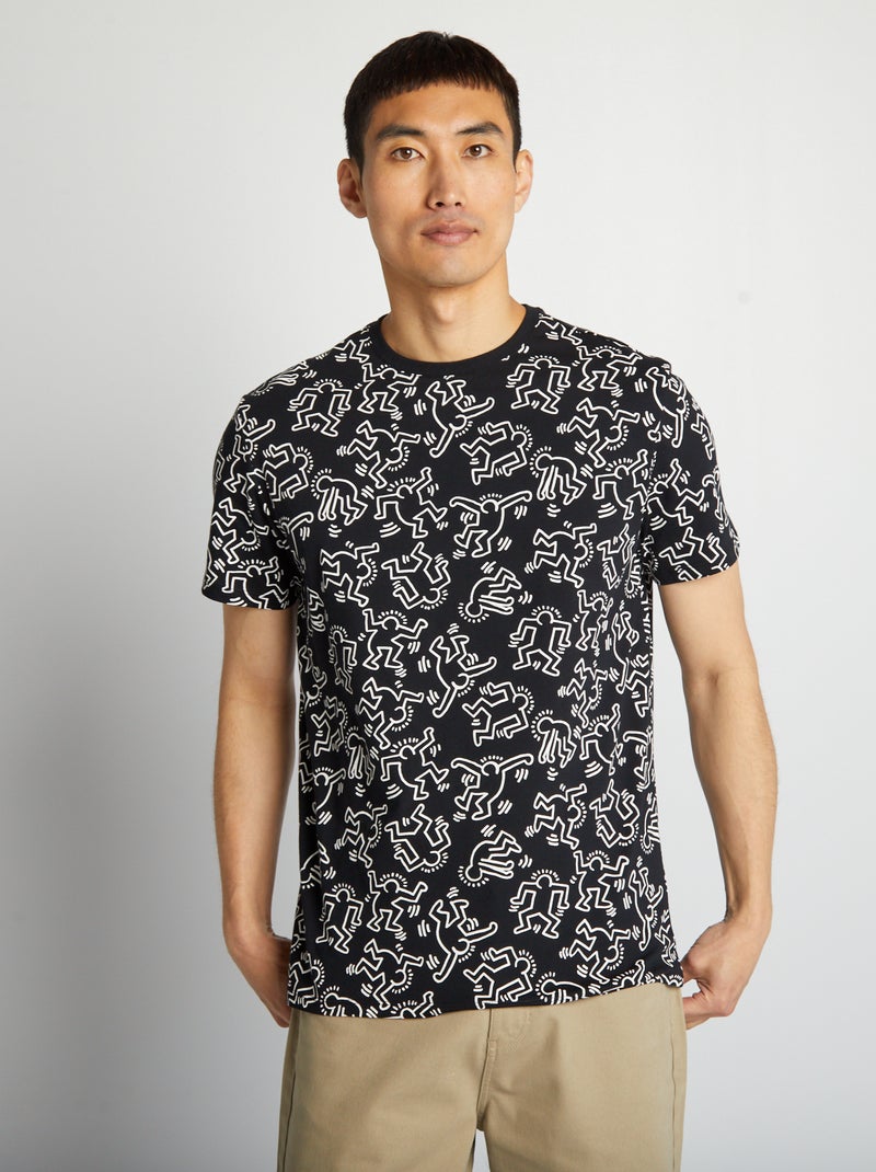 Camiseta de cuello redondo 'Keith Haring' negro - Kiabi