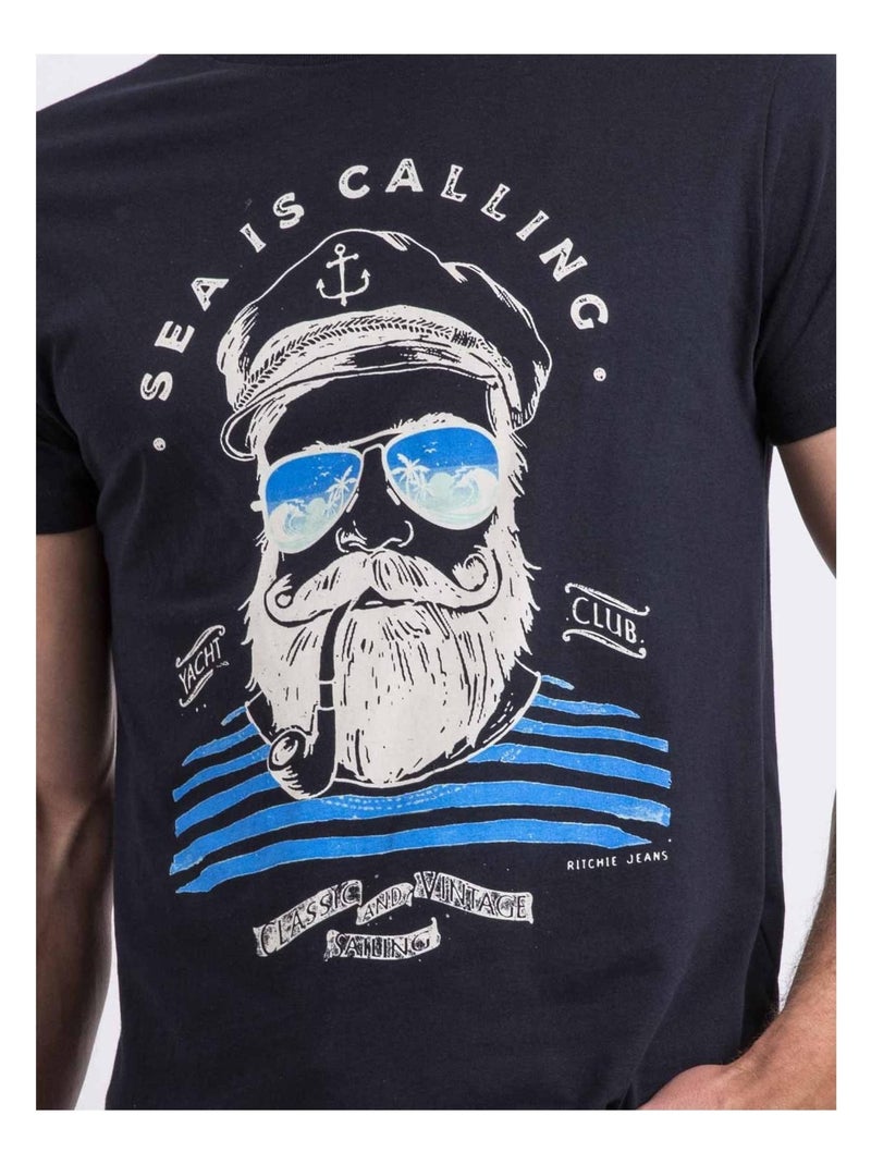 Camiseta de cuello redondo NALUPIRI Azul marino - Kiabi