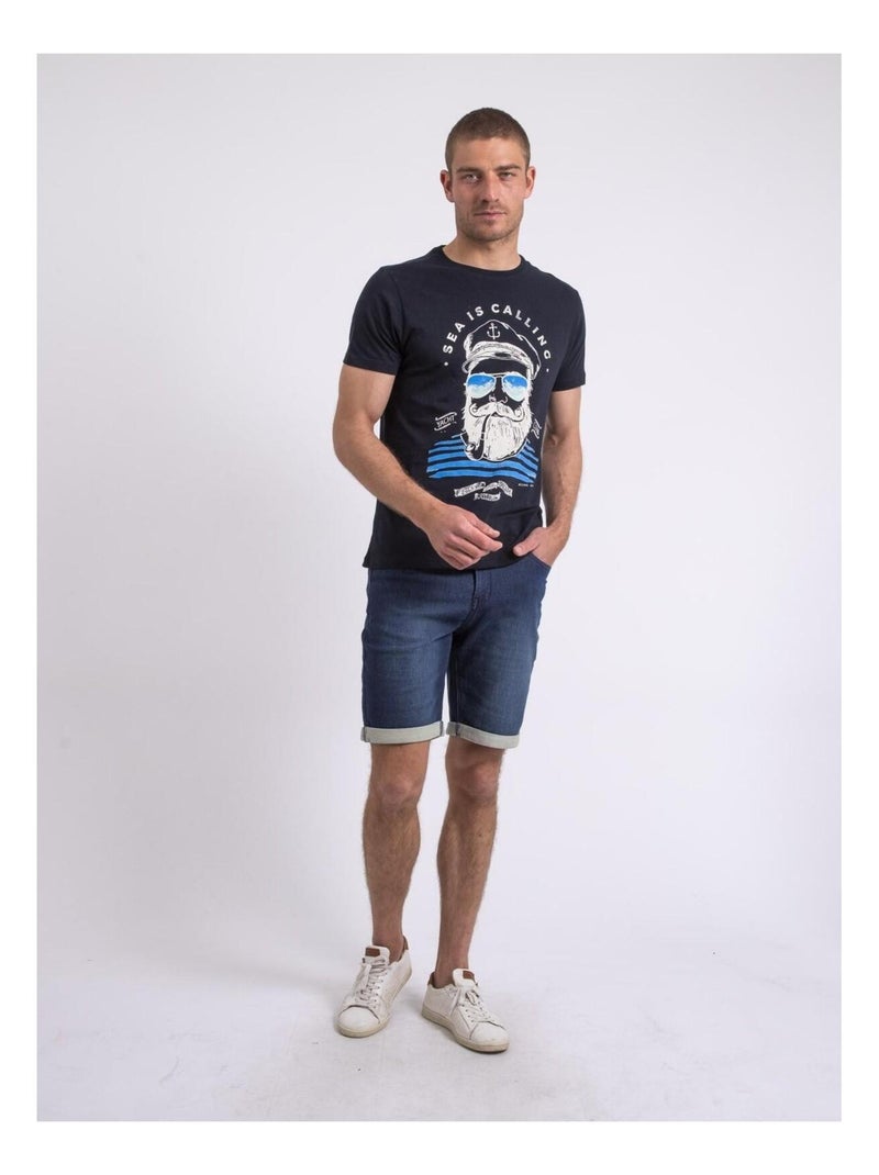 Camiseta de cuello redondo NALUPIRI Azul marino - Kiabi