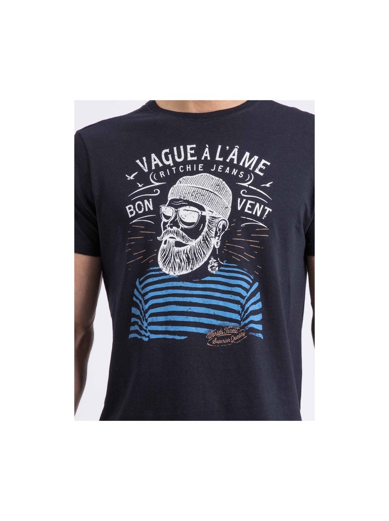 Camiseta de cuello redondo NAPLE Azul marino - Kiabi