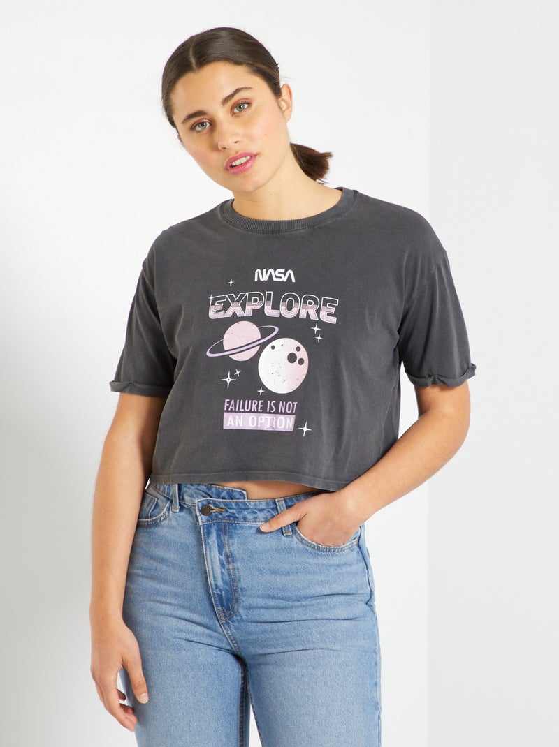 Camiseta de cuello redondo 'NASA' negro - Kiabi