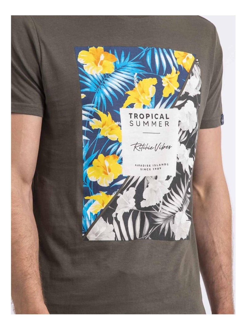 Camiseta de cuello redondo NIRAYMAN Caqui - Kiabi
