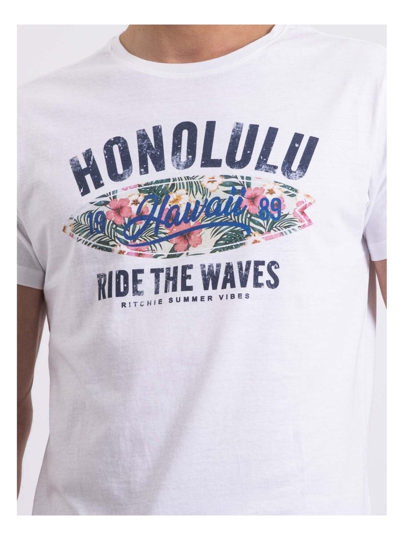 Camiseta de cuello redondo NIROULIO Blanco - Kiabi