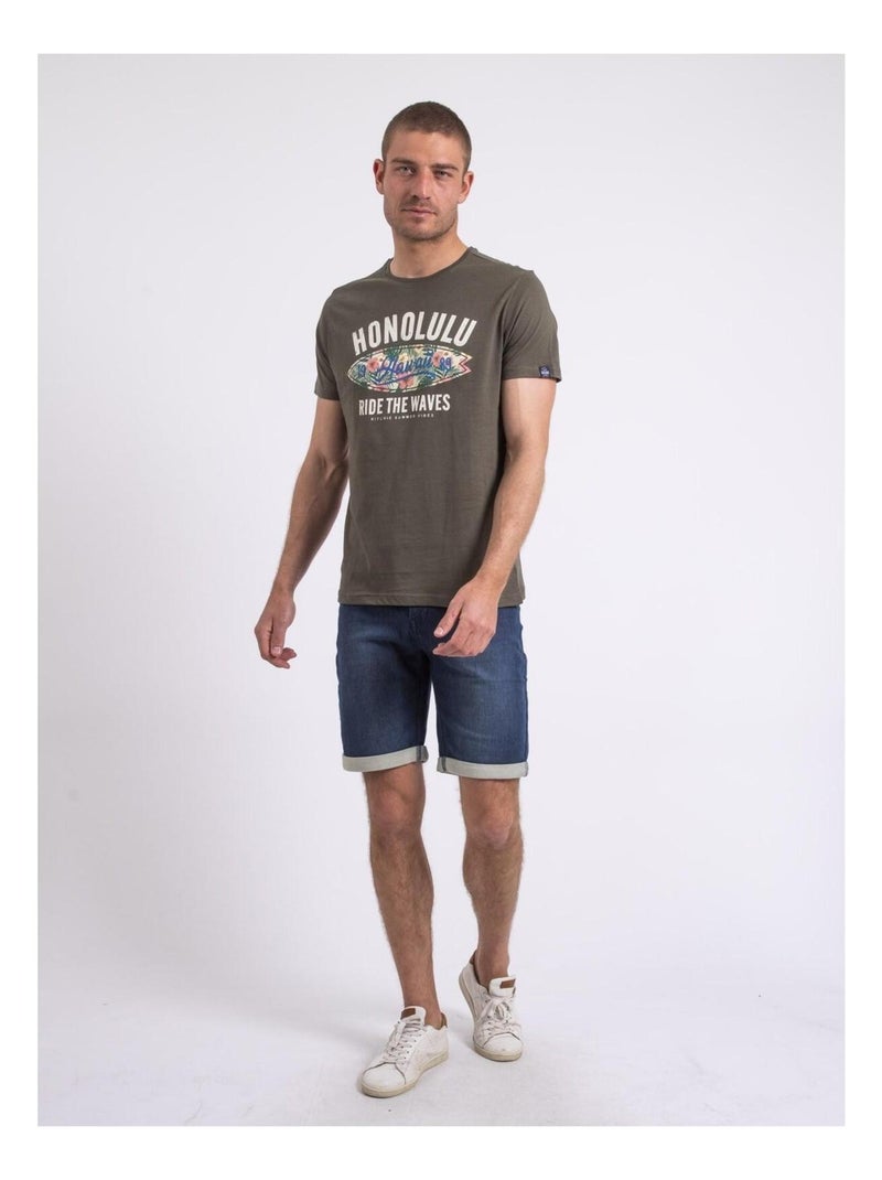 Camiseta de cuello redondo NIROULIO Caqui - Kiabi
