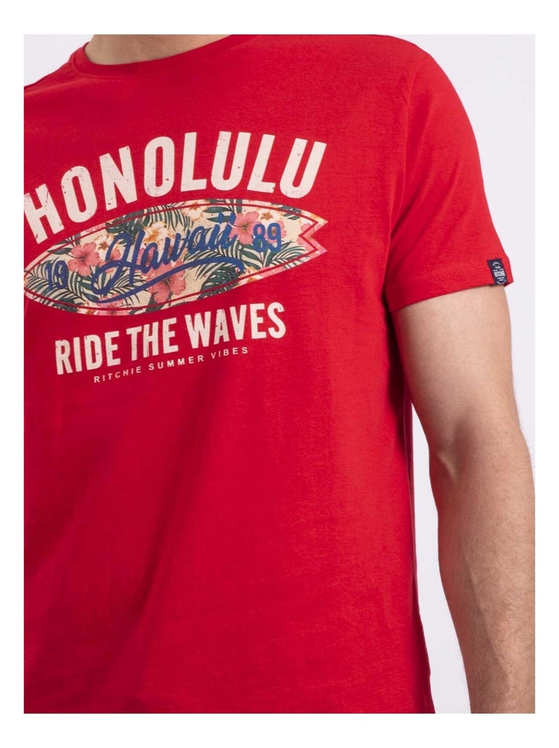 Camiseta de cuello redondo NIROULIO Rojo - Kiabi