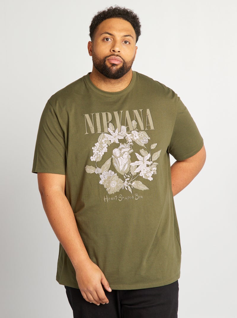 Camiseta de cuello redondo 'Nirvana' KAKI - Kiabi