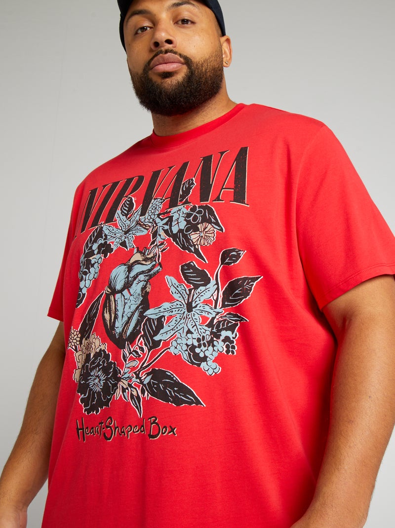 Camiseta de cuello redondo 'Nirvana' ROJO - Kiabi