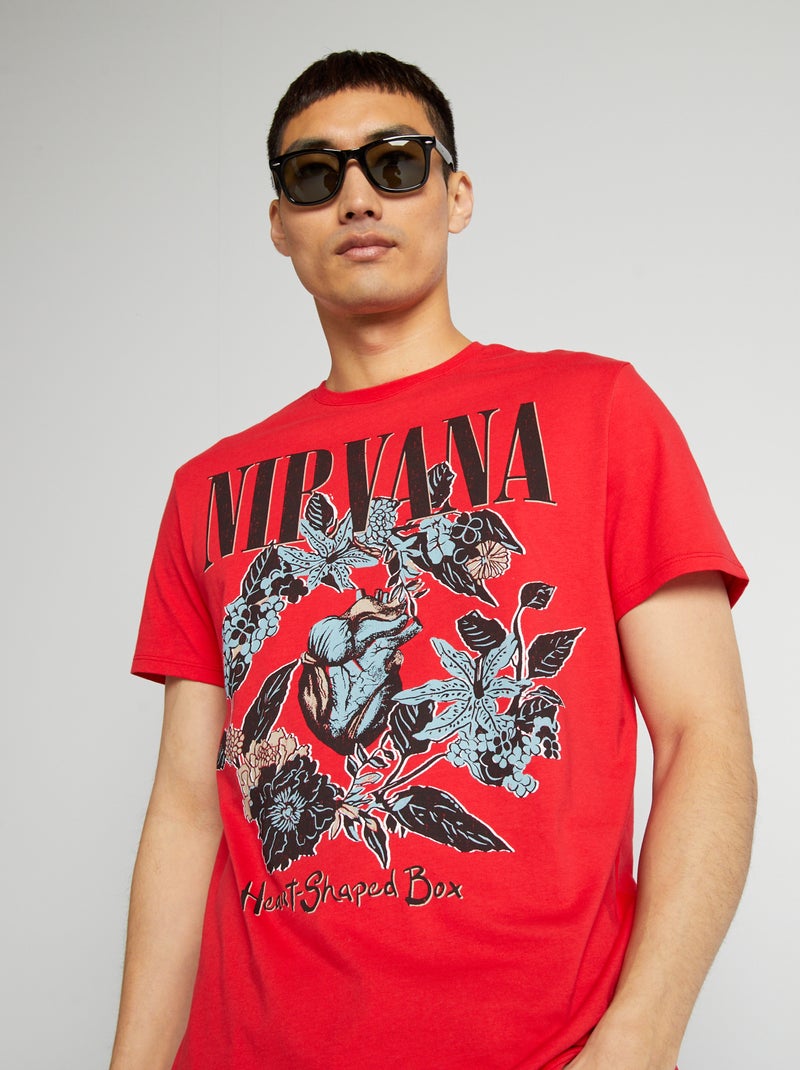 Camiseta de cuello redondo 'Nirvana' ROJO - Kiabi