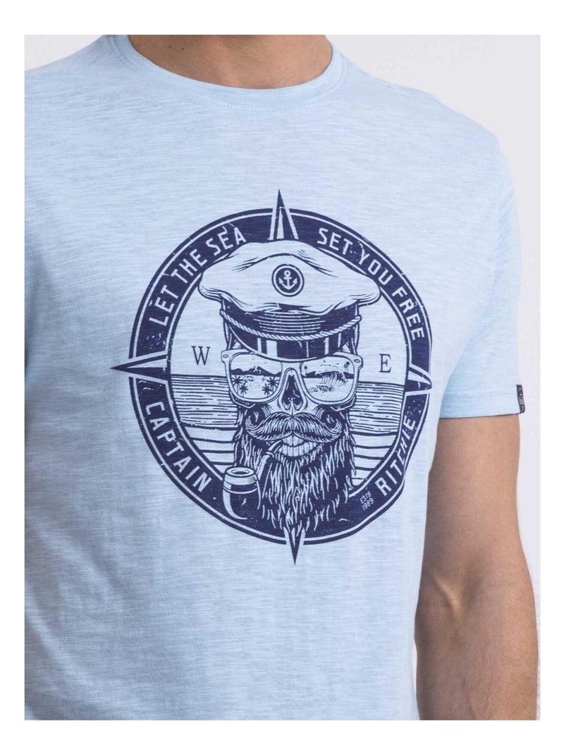 Camiseta de cuello redondo NOLOLAND Azul cielo - Kiabi