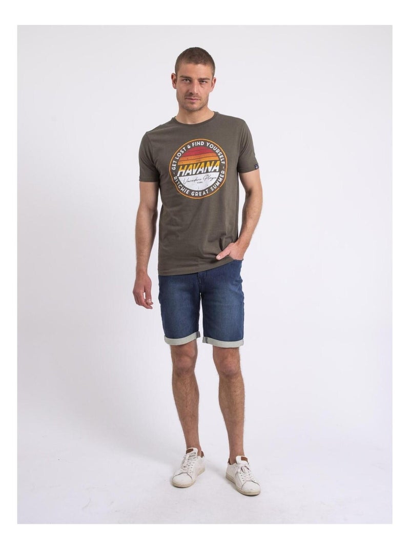 Camiseta de cuello redondo NOLPIX Caqui - Kiabi