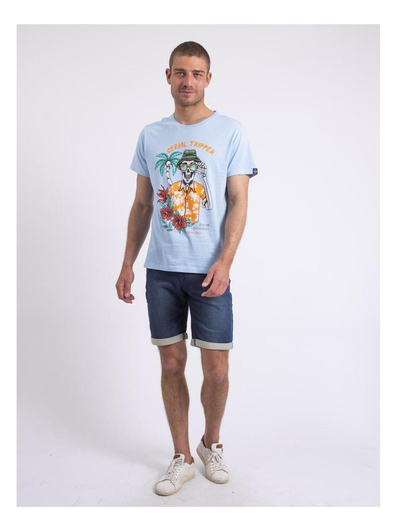 Camiseta de cuello redondo NULRIK Azul cielo - Kiabi