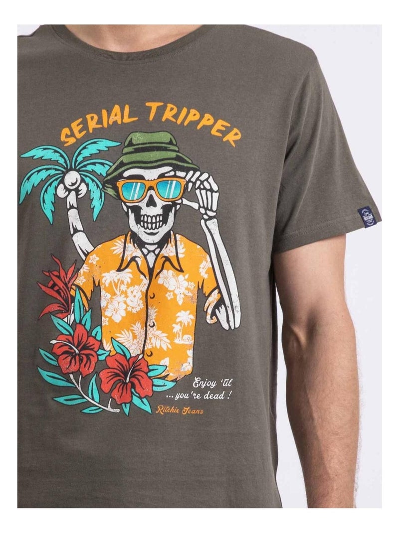 Camiseta de cuello redondo NULRIK Caqui - Kiabi