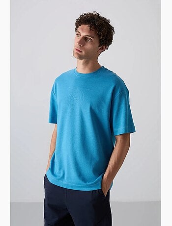 Camiseta de cuello redondo oversize de mezcla de algodón tommy