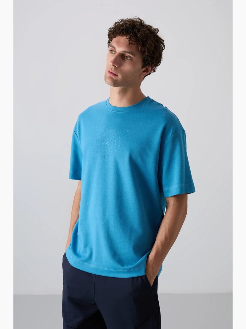 Camiseta de cuello redondo oversize de mezcla de algodón tommy Azul - Kiabi