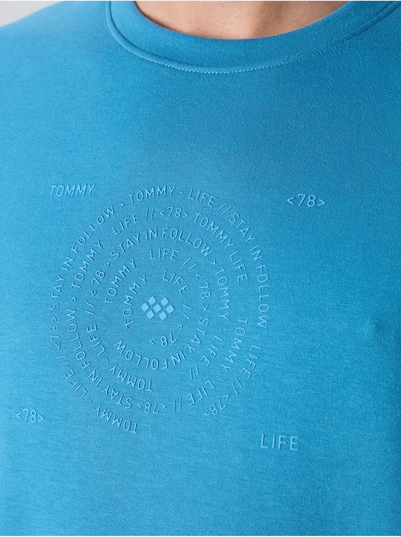 Camiseta de cuello redondo oversize de mezcla de algodón tommy Azul - Kiabi