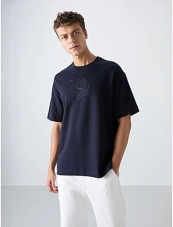 Camiseta de cuello redondo oversize de mezcla de algodón tommy