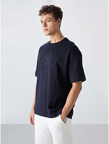 Camiseta de cuello redondo oversize de mezcla de algodón tommy