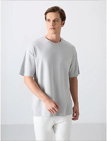 Camiseta de cuello redondo oversize de mezcla de algodón tommy