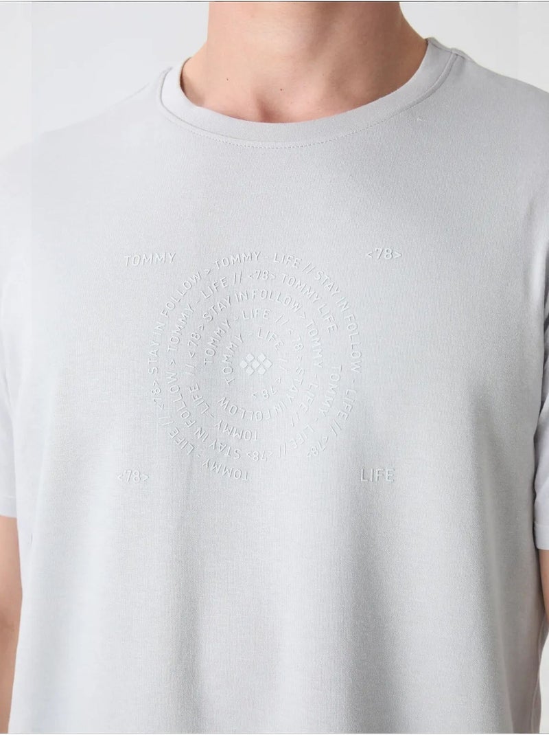 Camiseta de cuello redondo oversize de mezcla de algodón tommy Gris claro - Kiabi