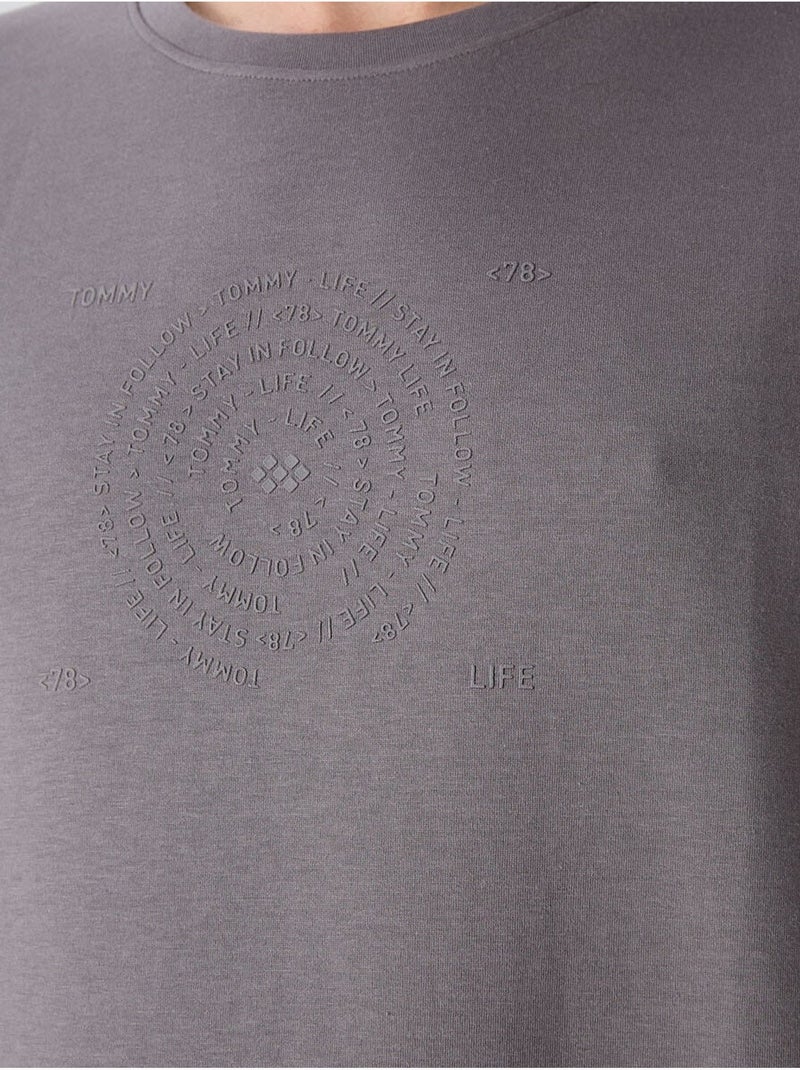 Camiseta de cuello redondo oversize de mezcla de algodón tommy Gris negro - Kiabi